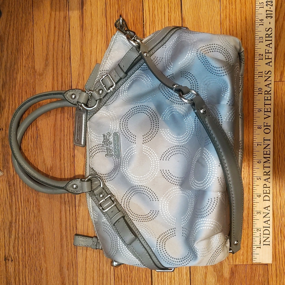 Coach handbag silver and gray